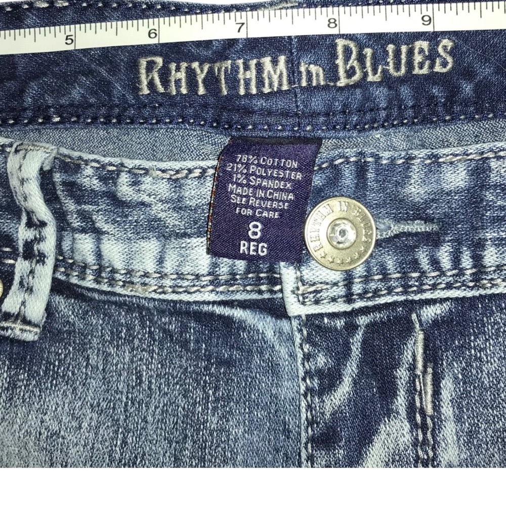 Rhythm in Blues Bailey Womens Denim Bermuda Shorts Blue Size 8 Stretch - Picture 4 of 6